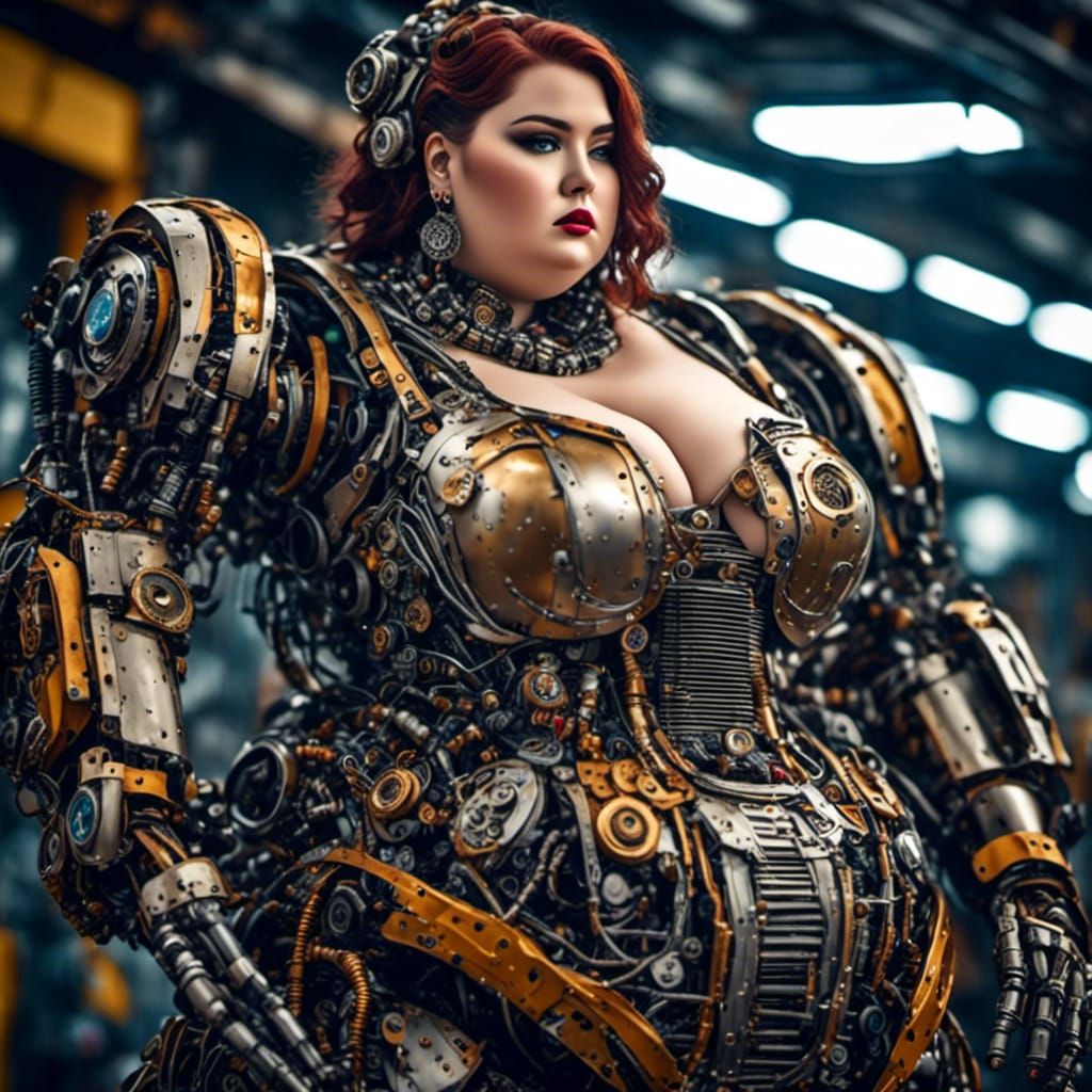 SSBBW Cyberpunk Woman with Biopunk Cyborg Aesthetic
