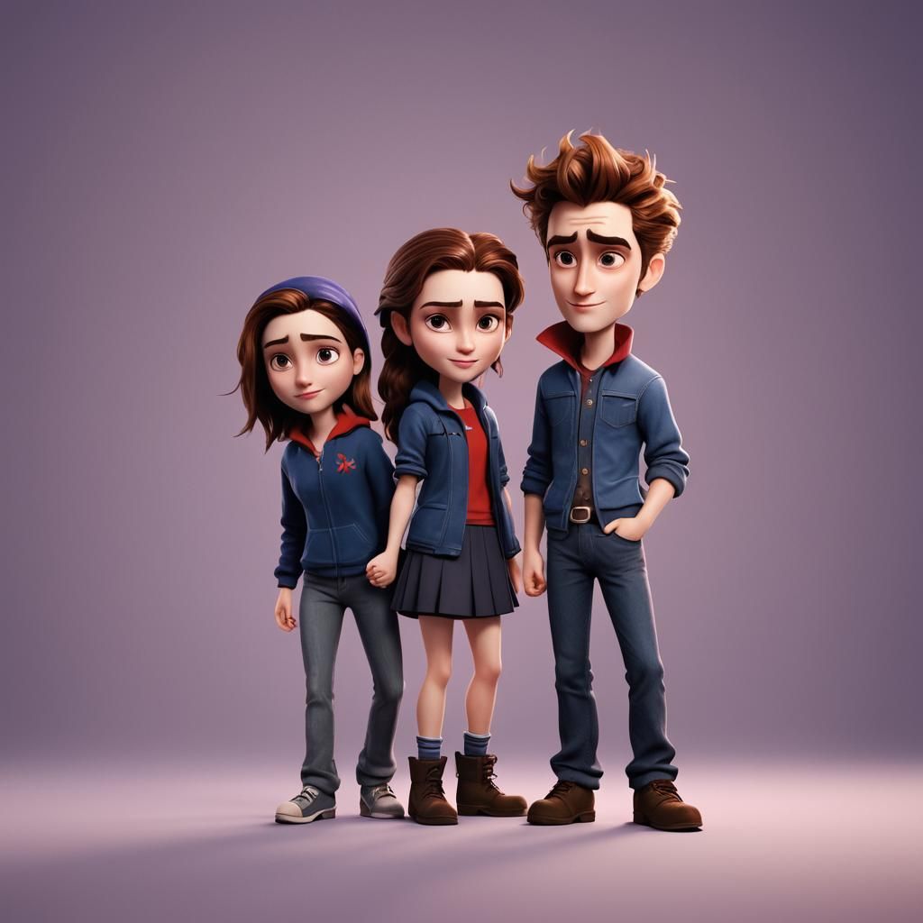Bella and Edward: Pixar-Style 3D Digital Art