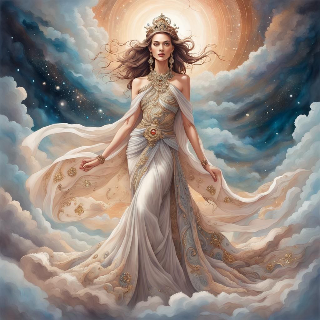 Ethereal Princess in Symbolism and Rococo Fashion