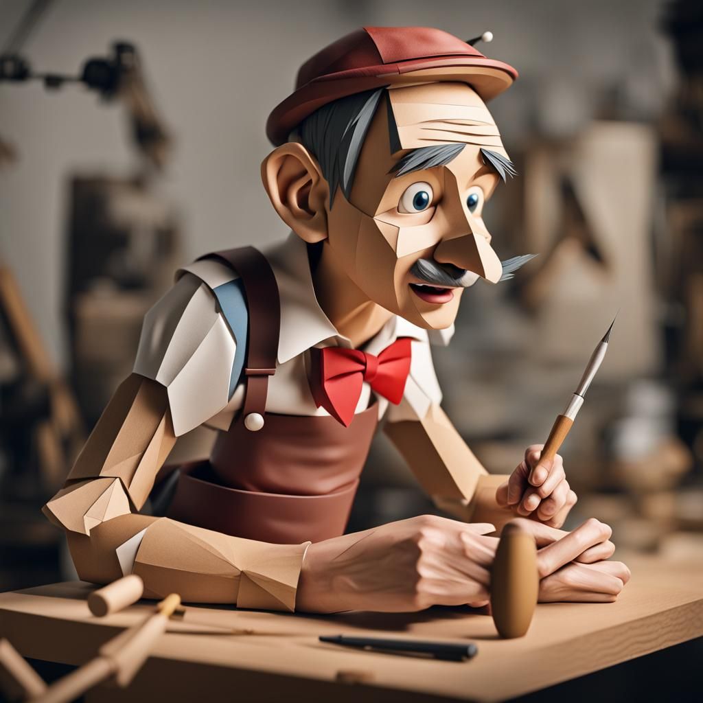 Gipetto's Papercraft Pinocchio: Hyper Realistic 4K