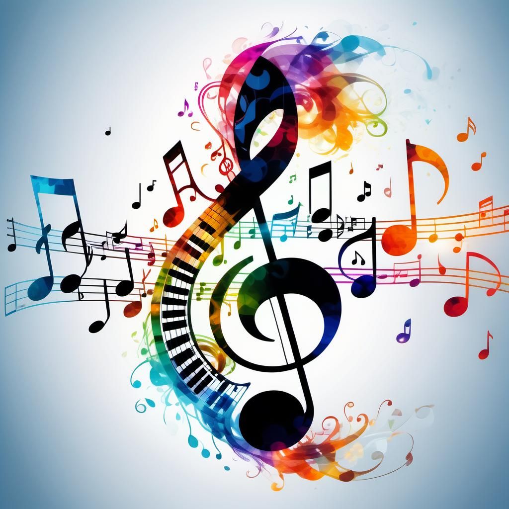 Music Note Double Exposure with Musicians and Symbols