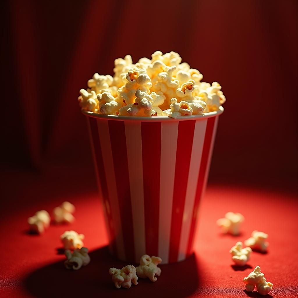 Cinematic Popcorn Still Life in Warm Light