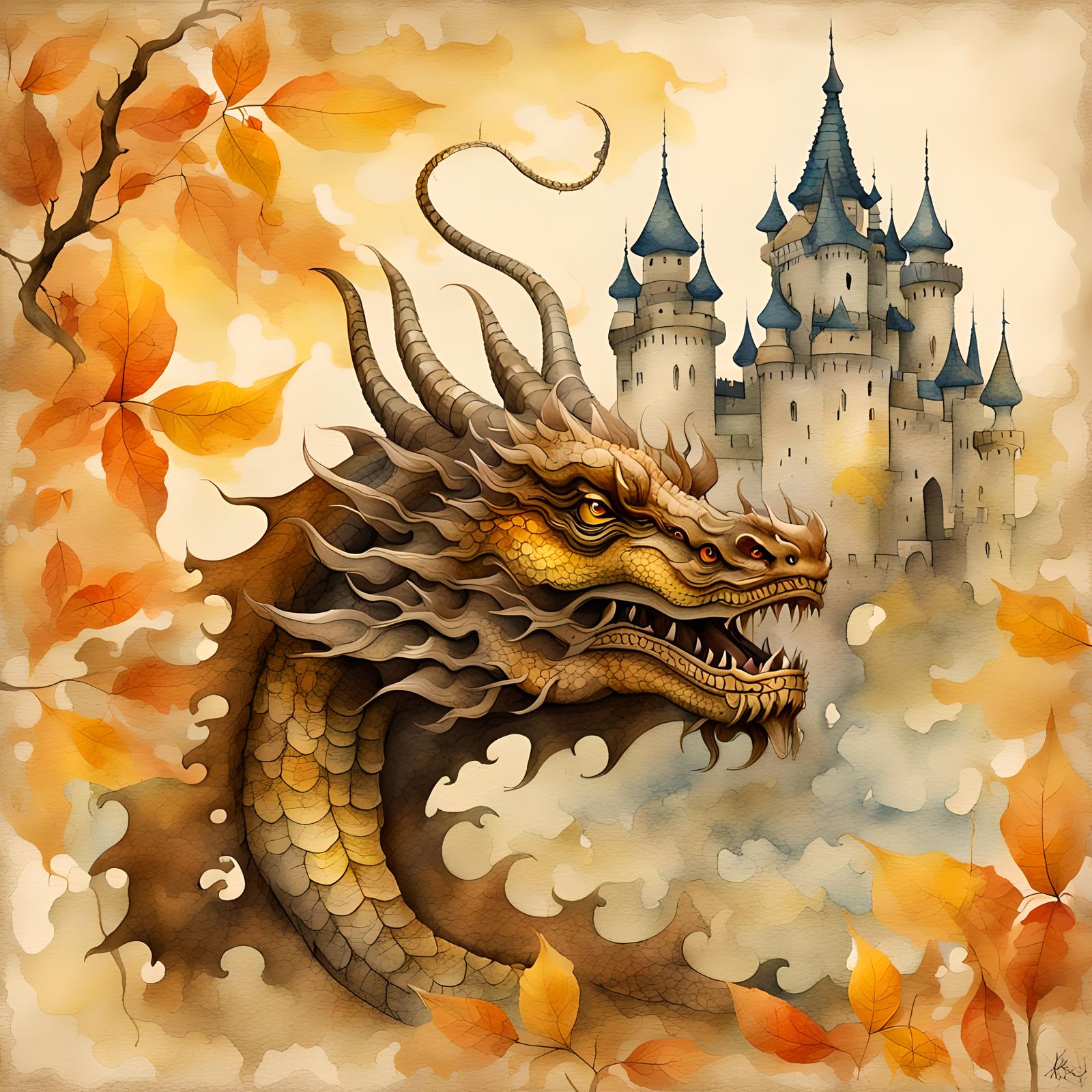 Brown Dragon Sees the Castle