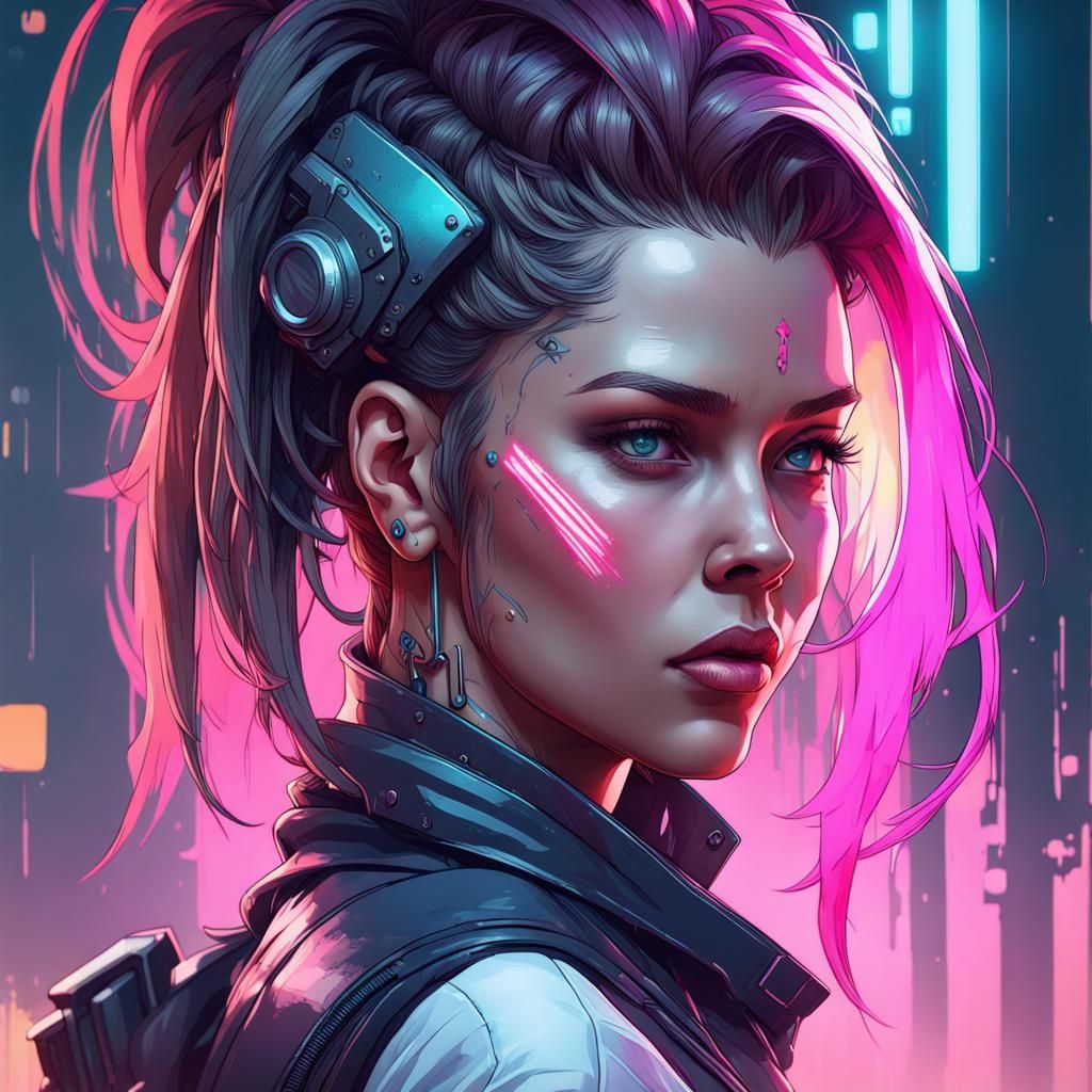 Cyberpunk Edgerunner: Beautiful Female Portrait