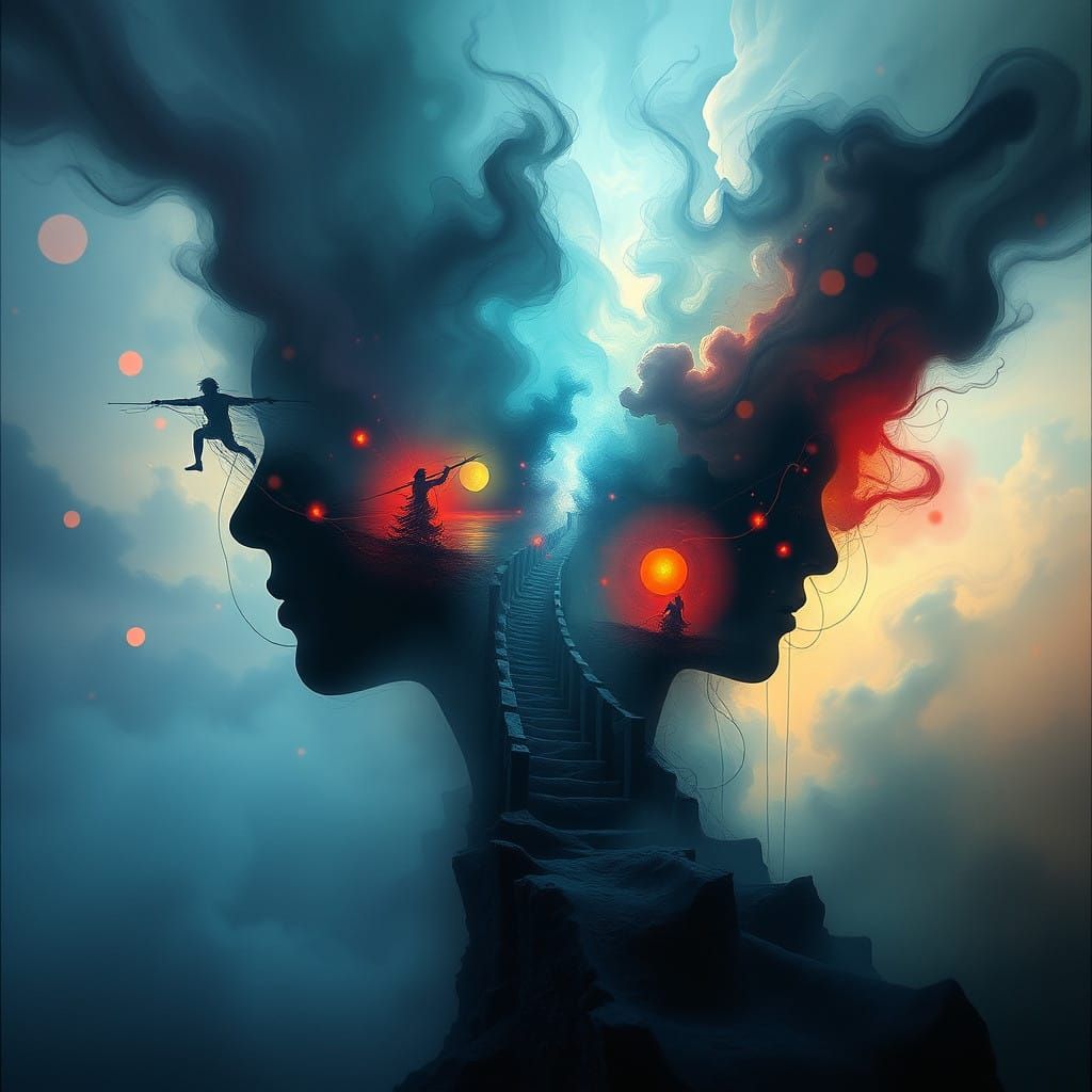 Ethereal Surreal Dreamscape in Vibrant, Gradient Colors