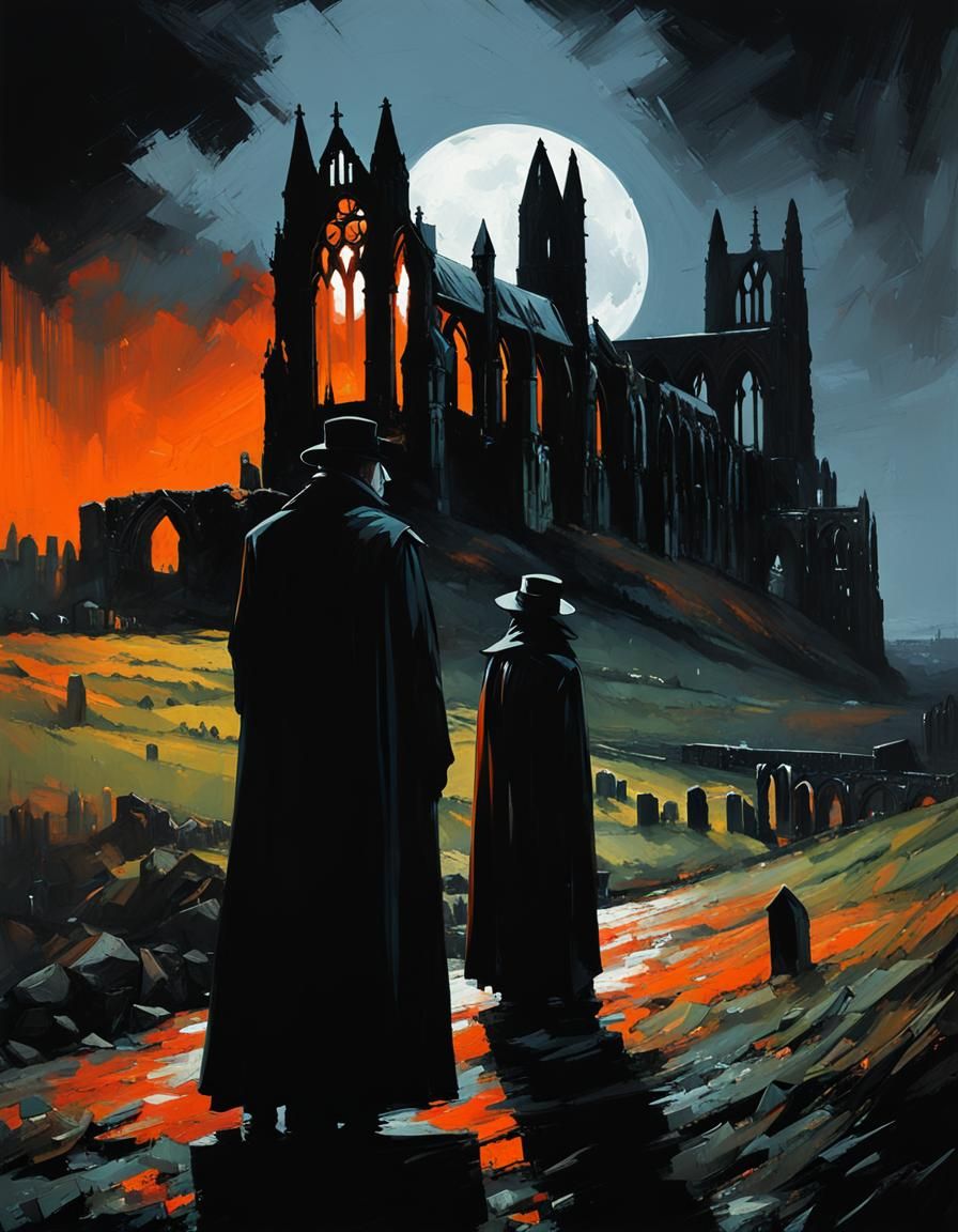 Goths Weekend in Whitby: Gothic Oil Painting