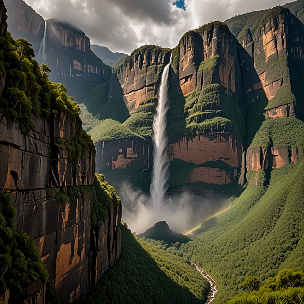 Panoramic View of Angel Falls from High Altitude