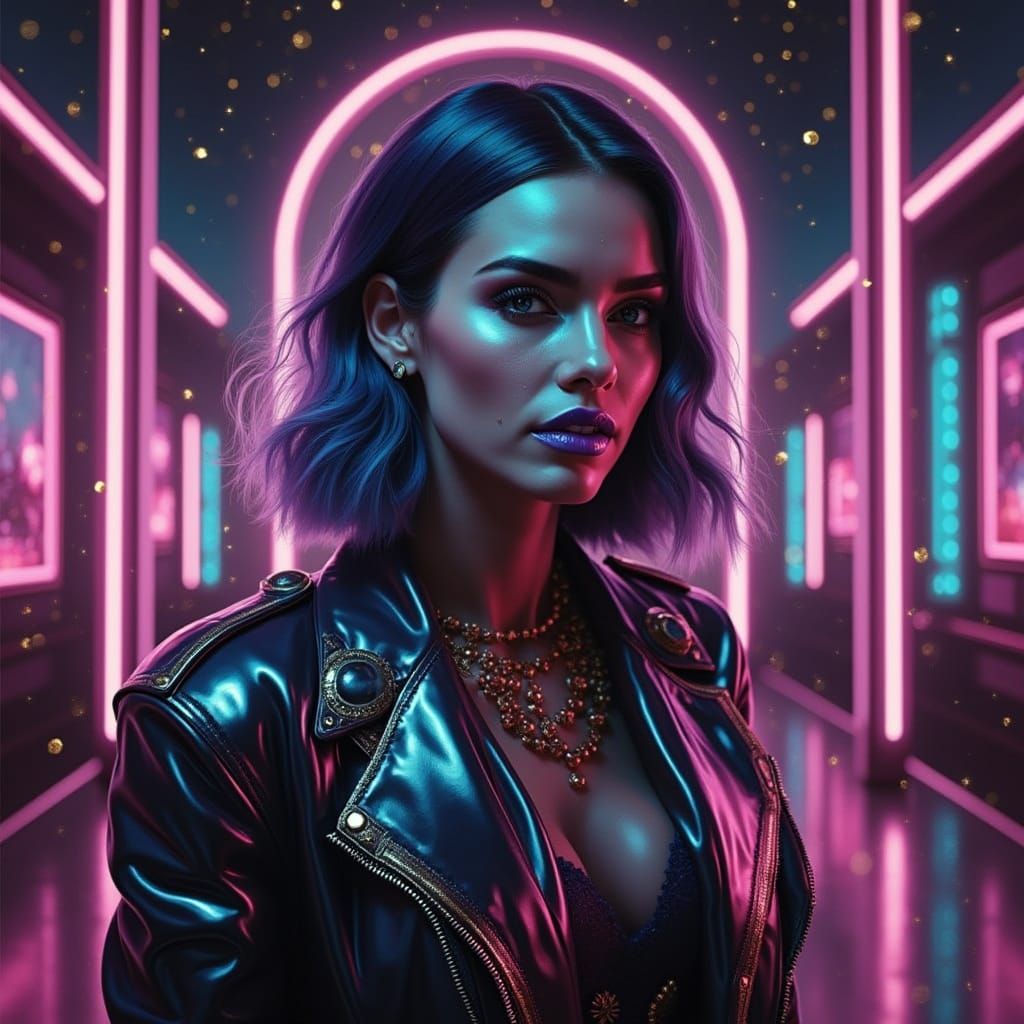 Glamorous Rock Star in Vibrant Sunset