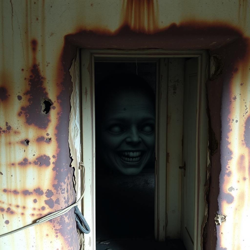 Unsettling Pareidolia Face Appears on Rusty Wall