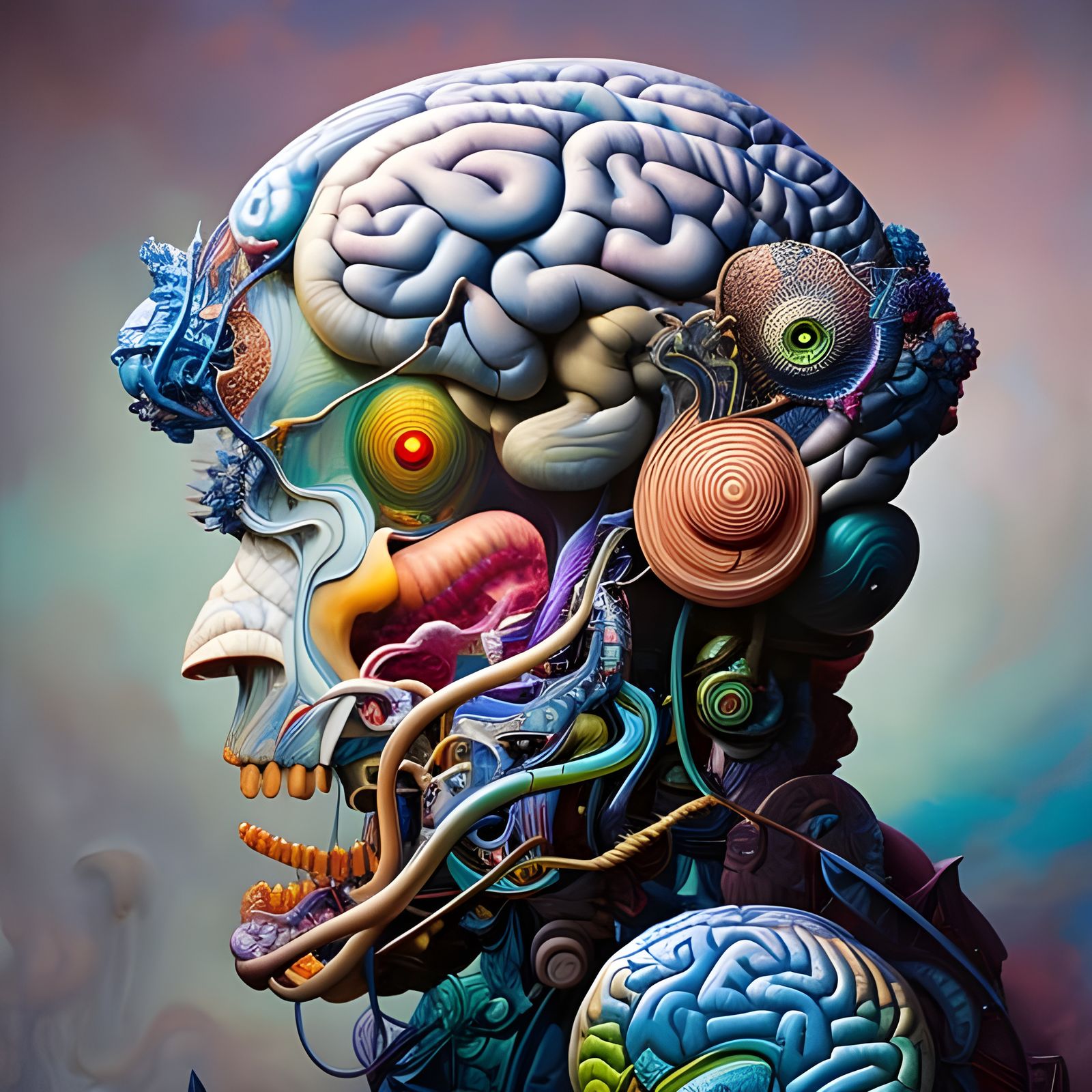 Intricate Brain Illustration in Photorealistic Style