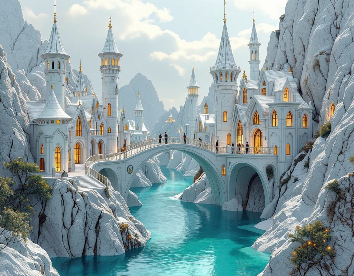 Elegant Elven Haven Carved in Mountain Cliffs