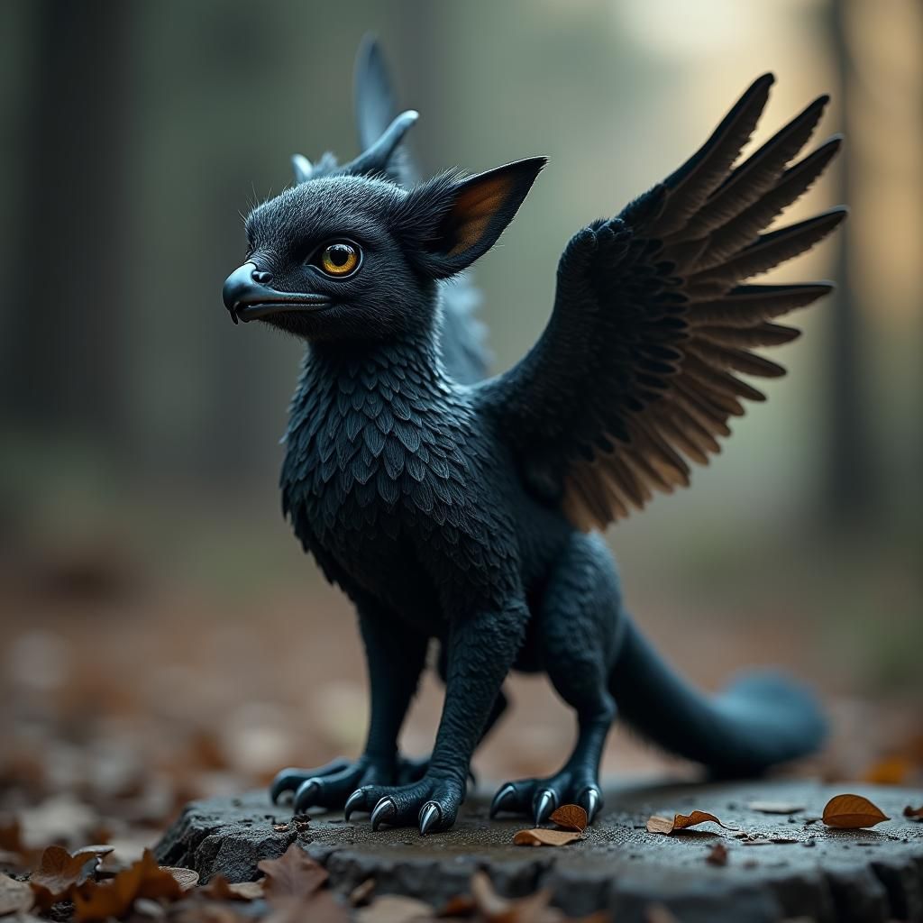 Mystical Baby Griffin in Dreamlike Realm