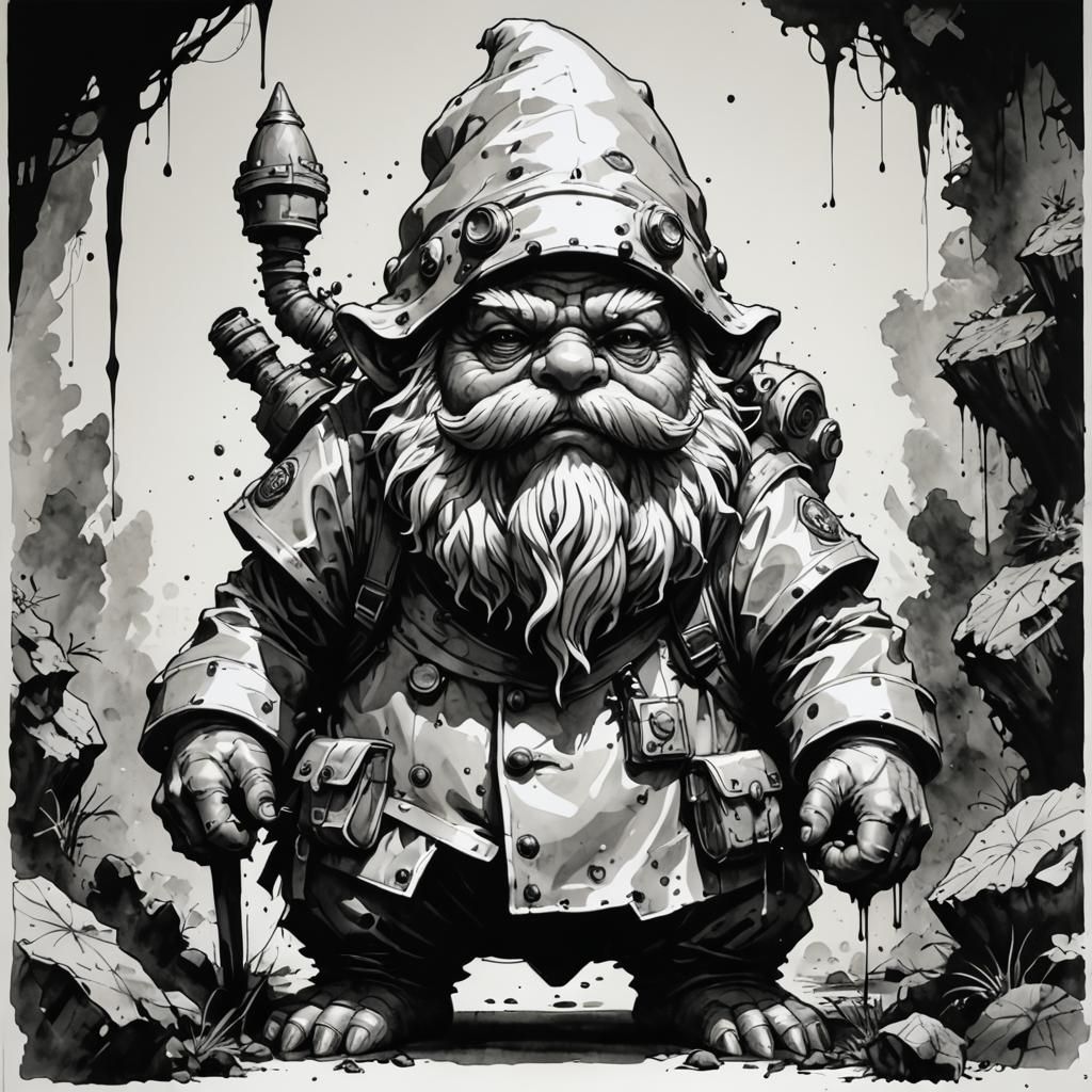 Tardigrade Gnome in High Contrast Ink Style