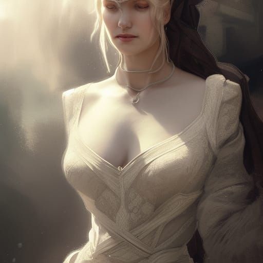 Medieval Lady Portrait in Hyperdetailed Concept Art Style