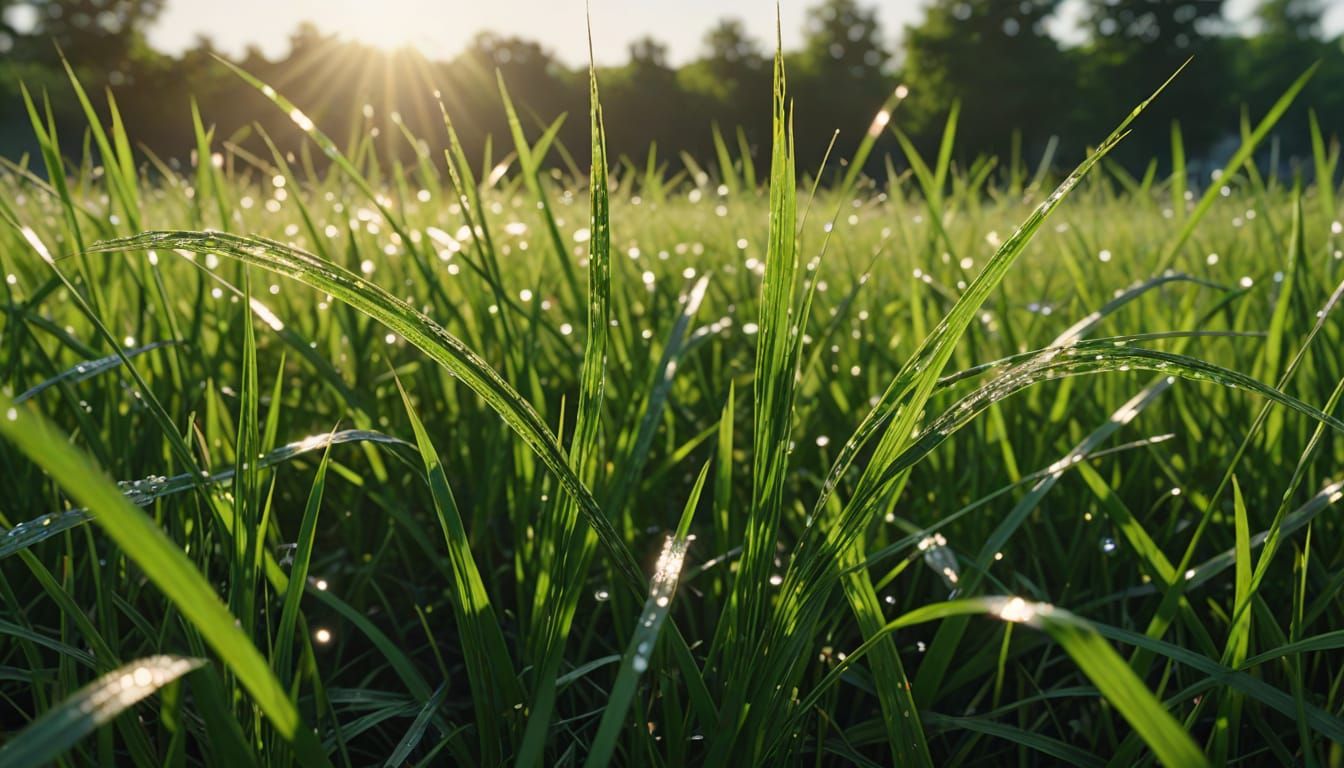 Hyper-Realistic Grass Swaying in Sunlight