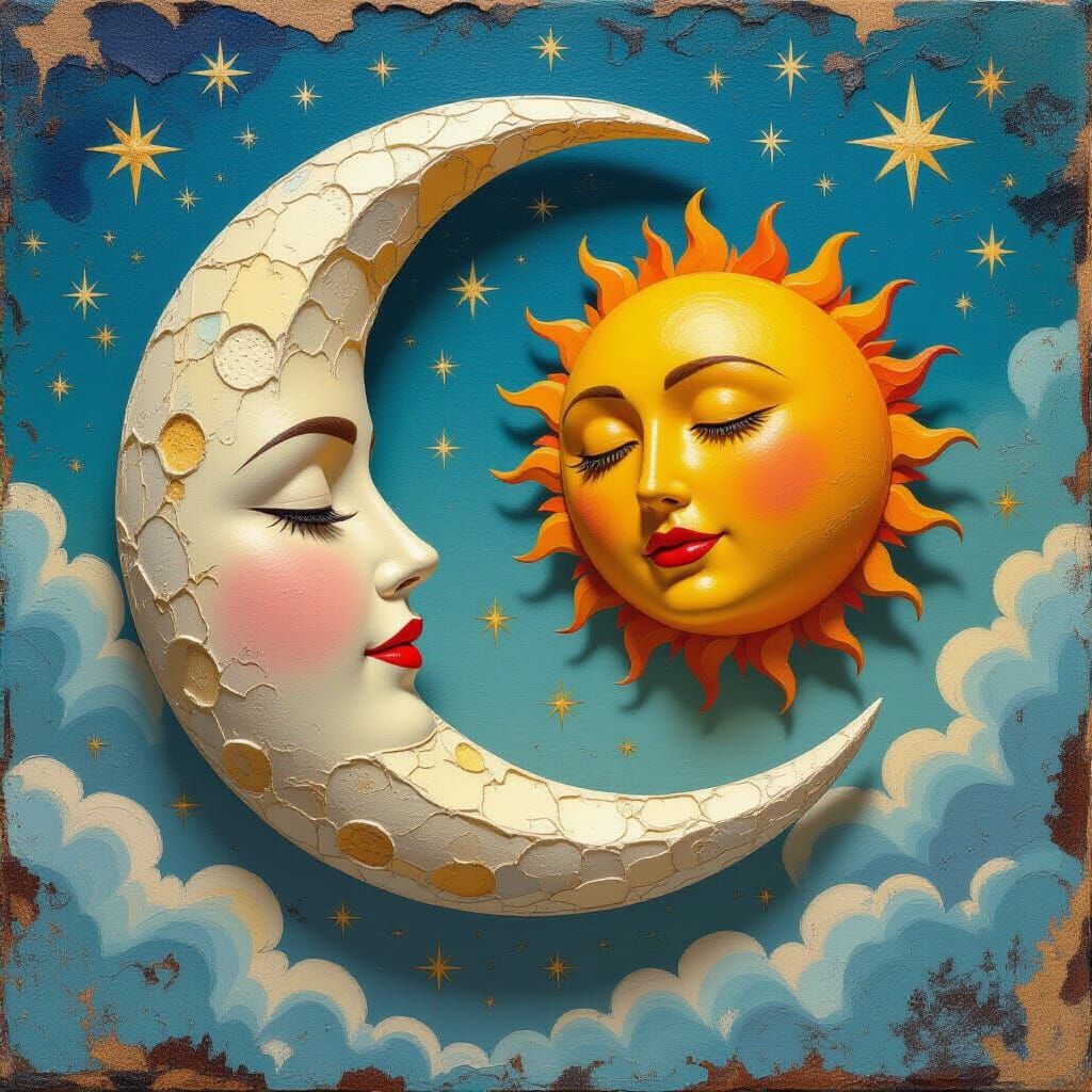 3D Sun and Moon Reach Across the Sky