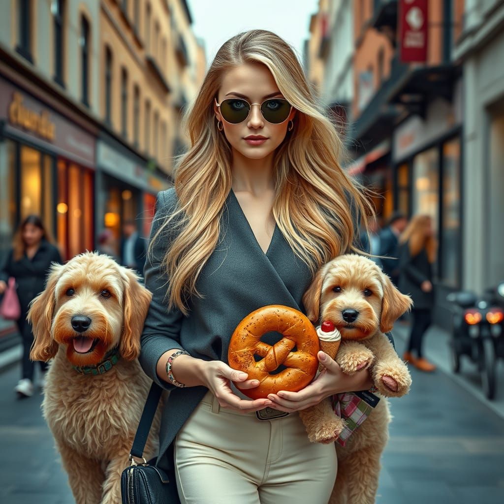 Chic German Fashionista in Vibrant City Scene