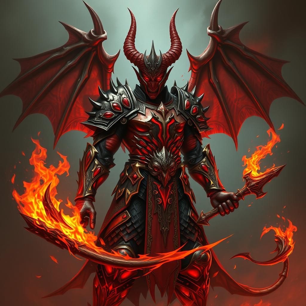 Devil Paladin in Fiery Steel Armor