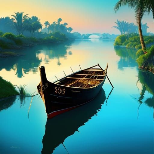 Surreal Nile Scene Opens to Paradise as Oil Painting