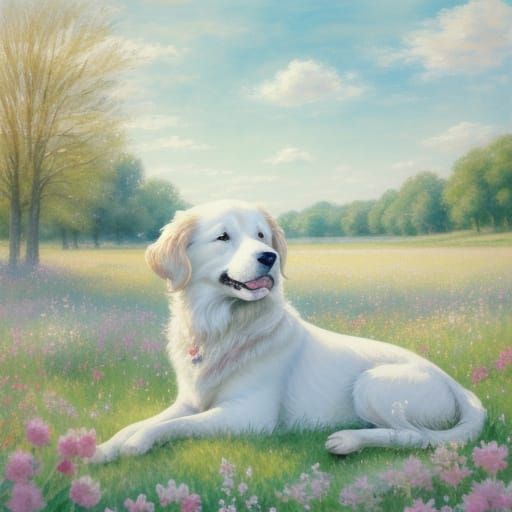 Whimsical Watercolor Bassenji in Golden Field