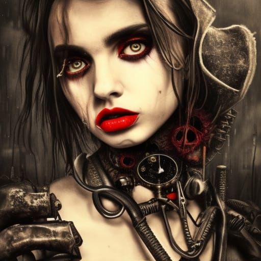 Ana de Armas Zombie Portrait in Gothic Style