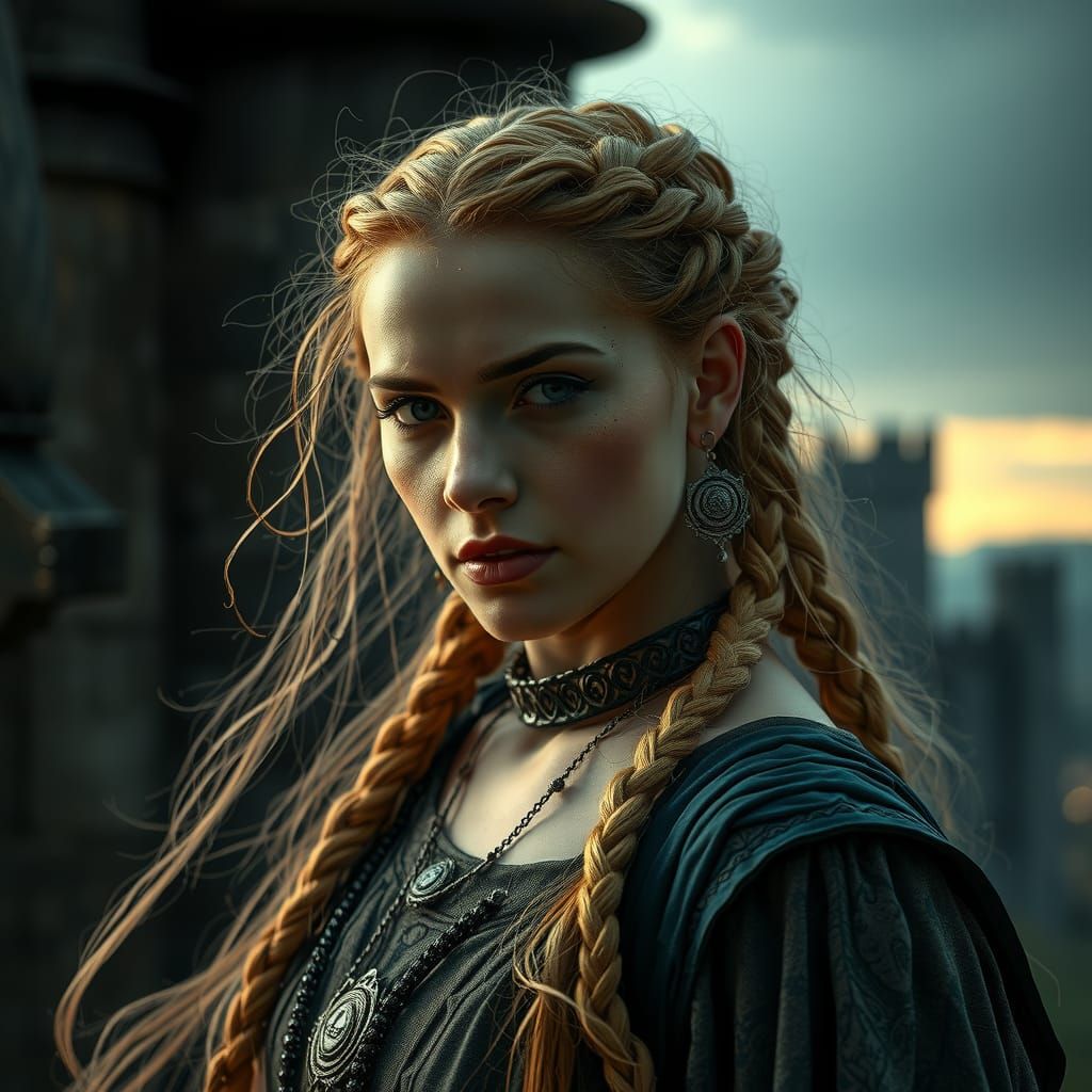 Regal Medieval Woman in Cinematic Hyperrealism