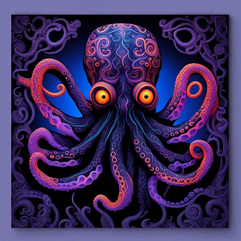 Octopus Body Art in Fluorescent Neon Fantasy
