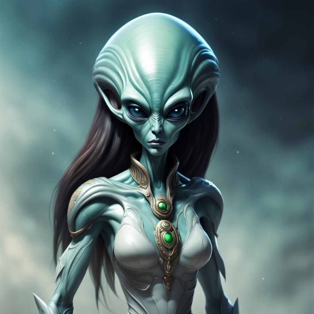 Cartoon Alien Female Chief in Cinematic Style