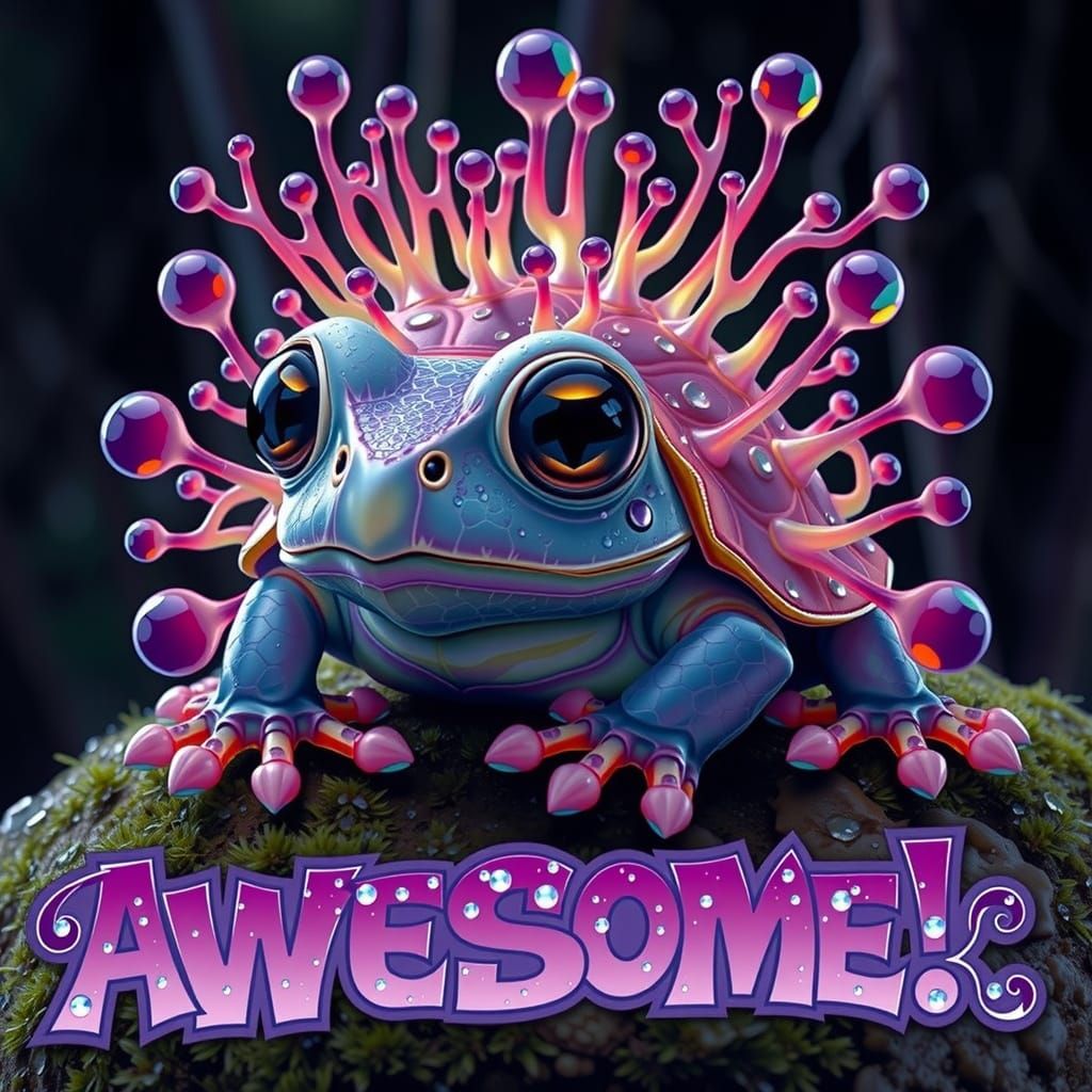 Frog-Tortoise Creature in Style of Takashi Murakami