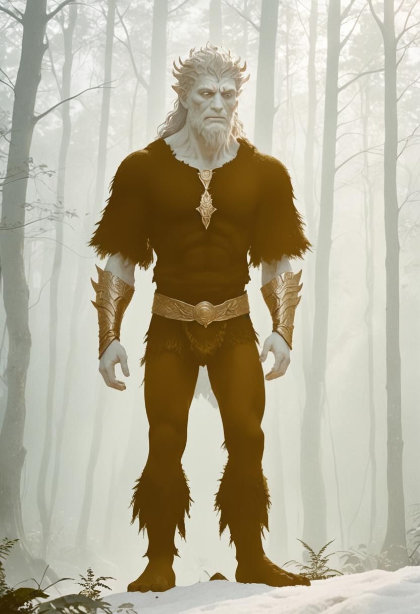 Mystical Giant in Misty Forest: Realistic Concept Art