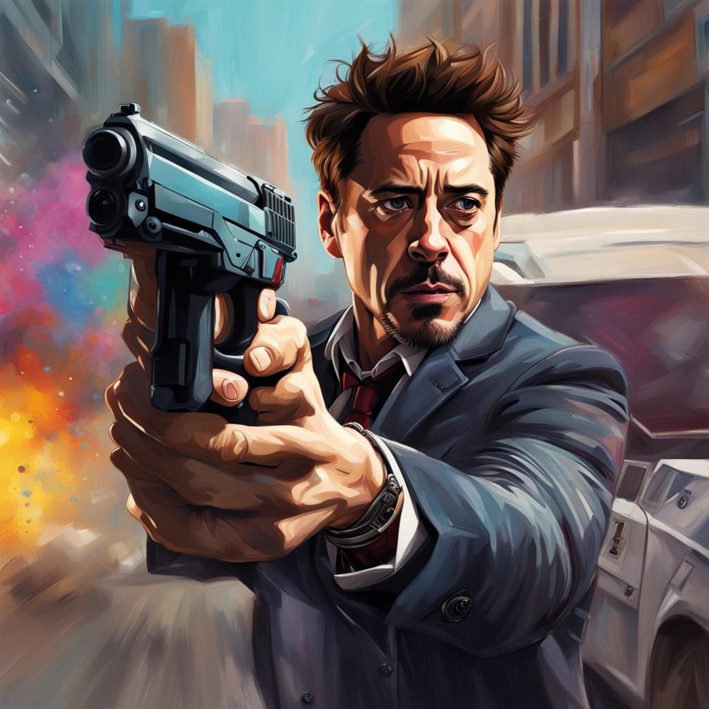 Hyperrealistic Shootout Scene with Detailed Color Depth