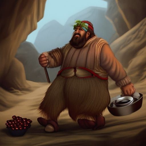 Bearded Dwarf Miner and Ruby Cart