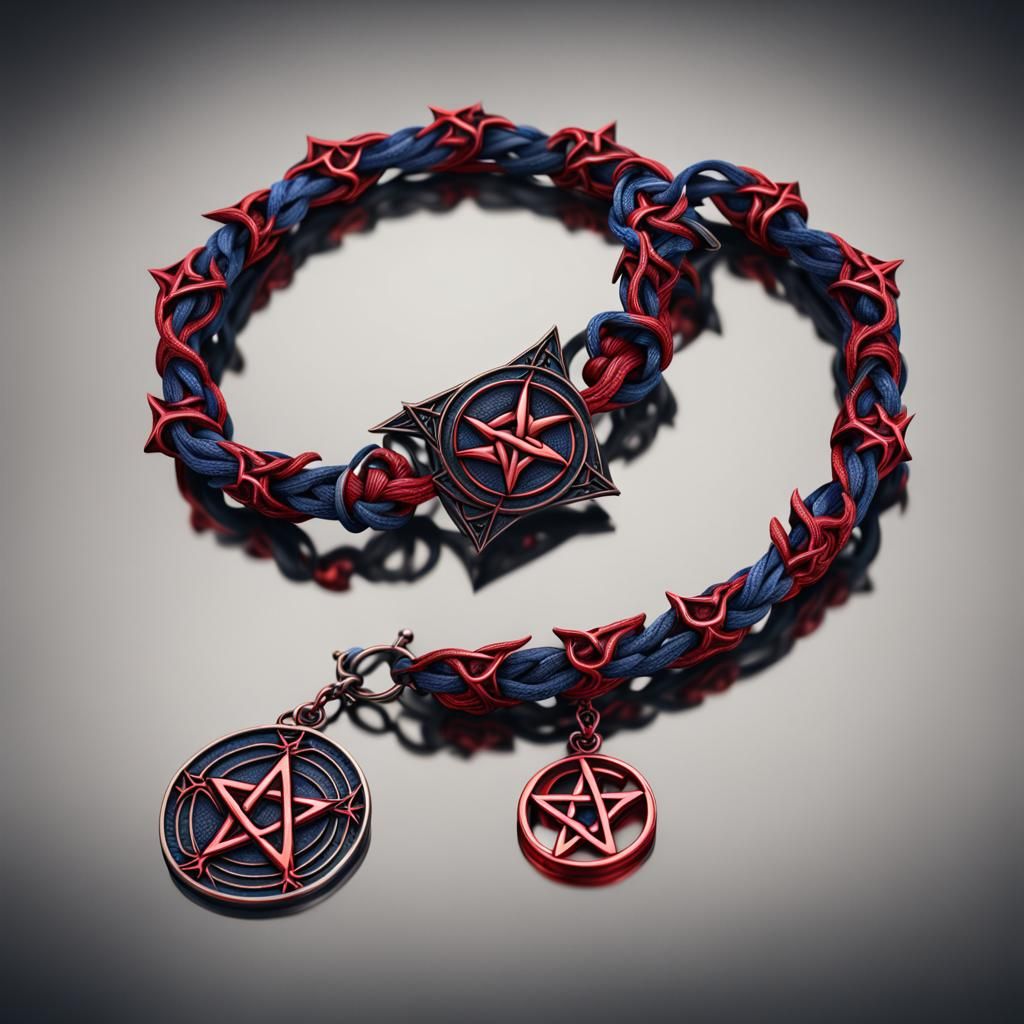 Demonic Pentagram Bracelet in Detailed Matte Style