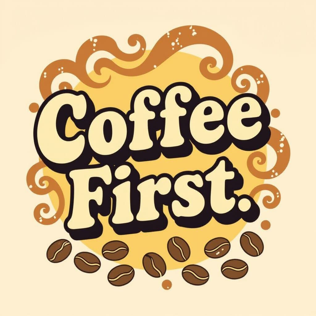 Retro Coffee T-Shirt Design in 70s Style