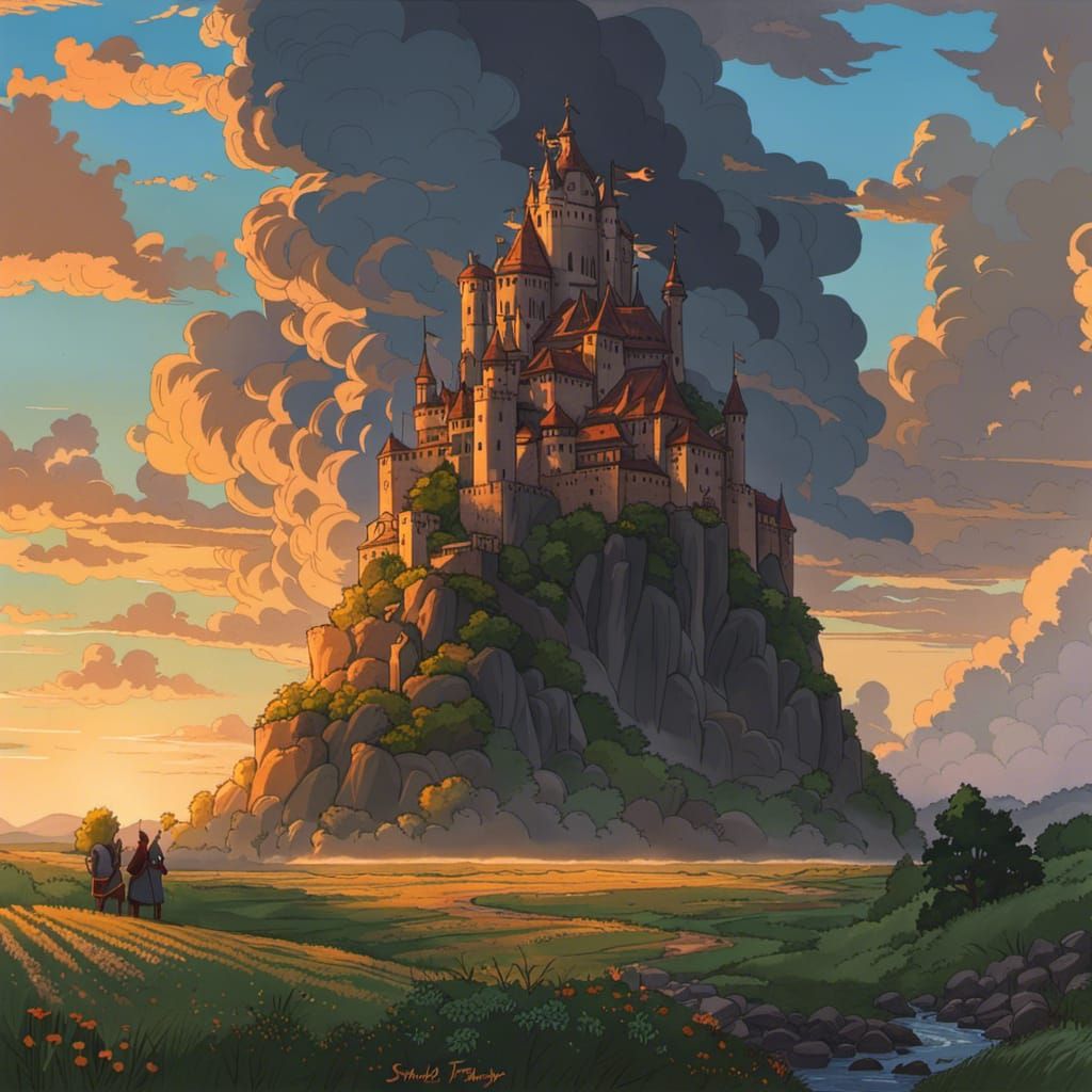 Epic Medieval Commander in Ghibli Style