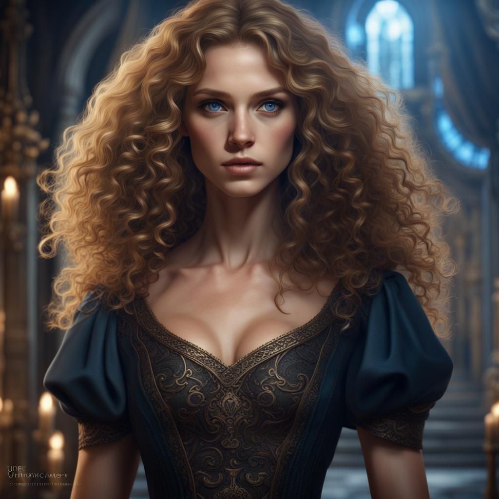 Mysterious Lady in Black Dress: Fantasy Concept Art