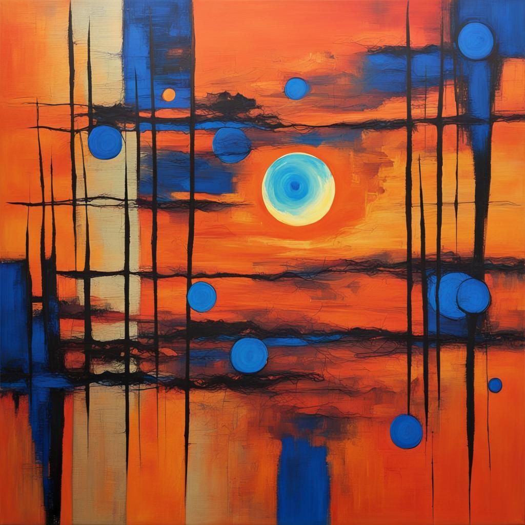 Moonlit Sunset Abstract Artwork