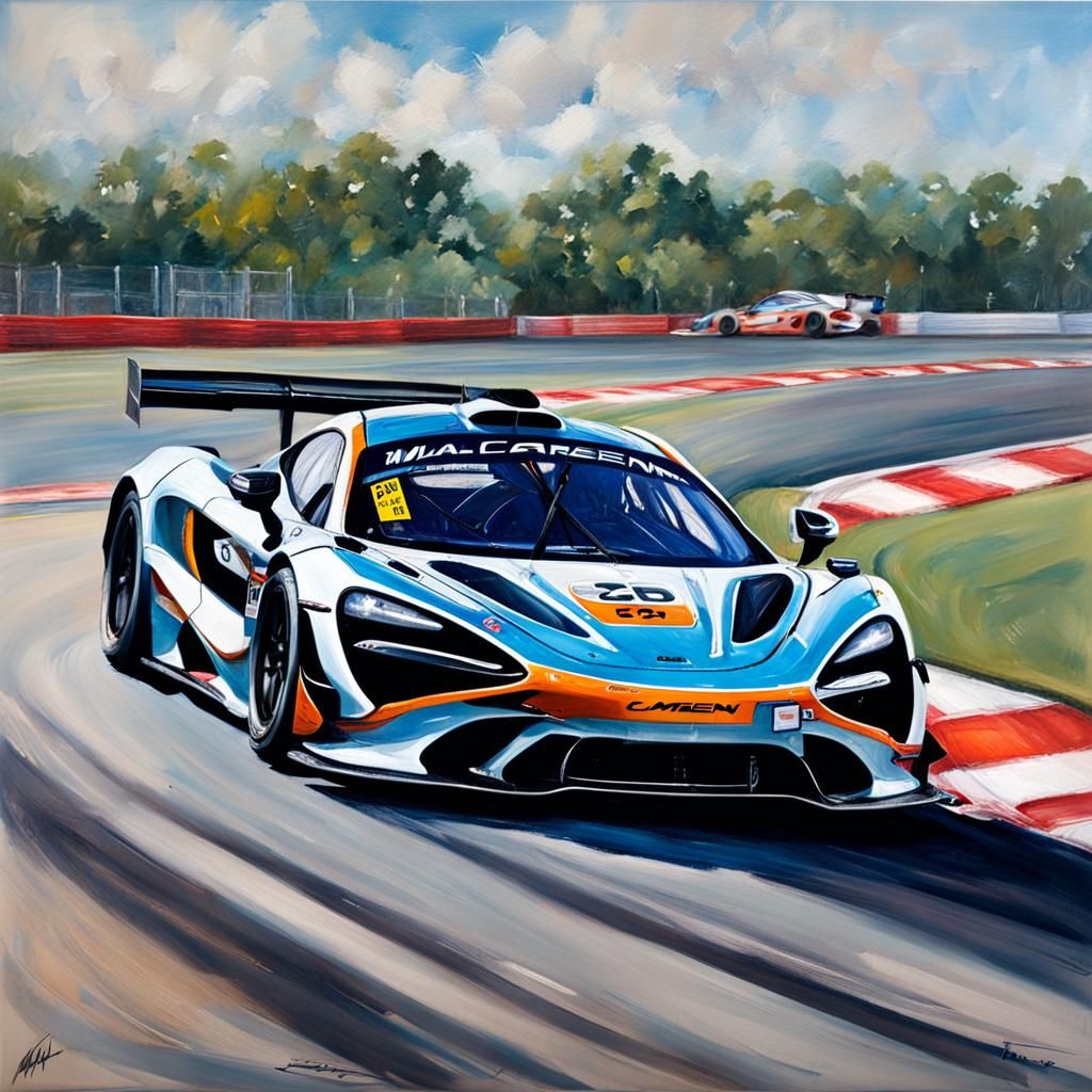McLaren 720s GT3 Race Car as Oil Painting