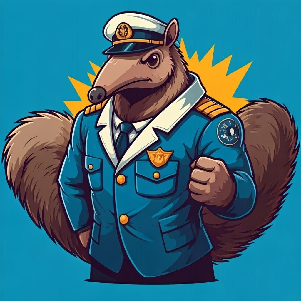 Superhero Comic Book Style Anteater Mascot