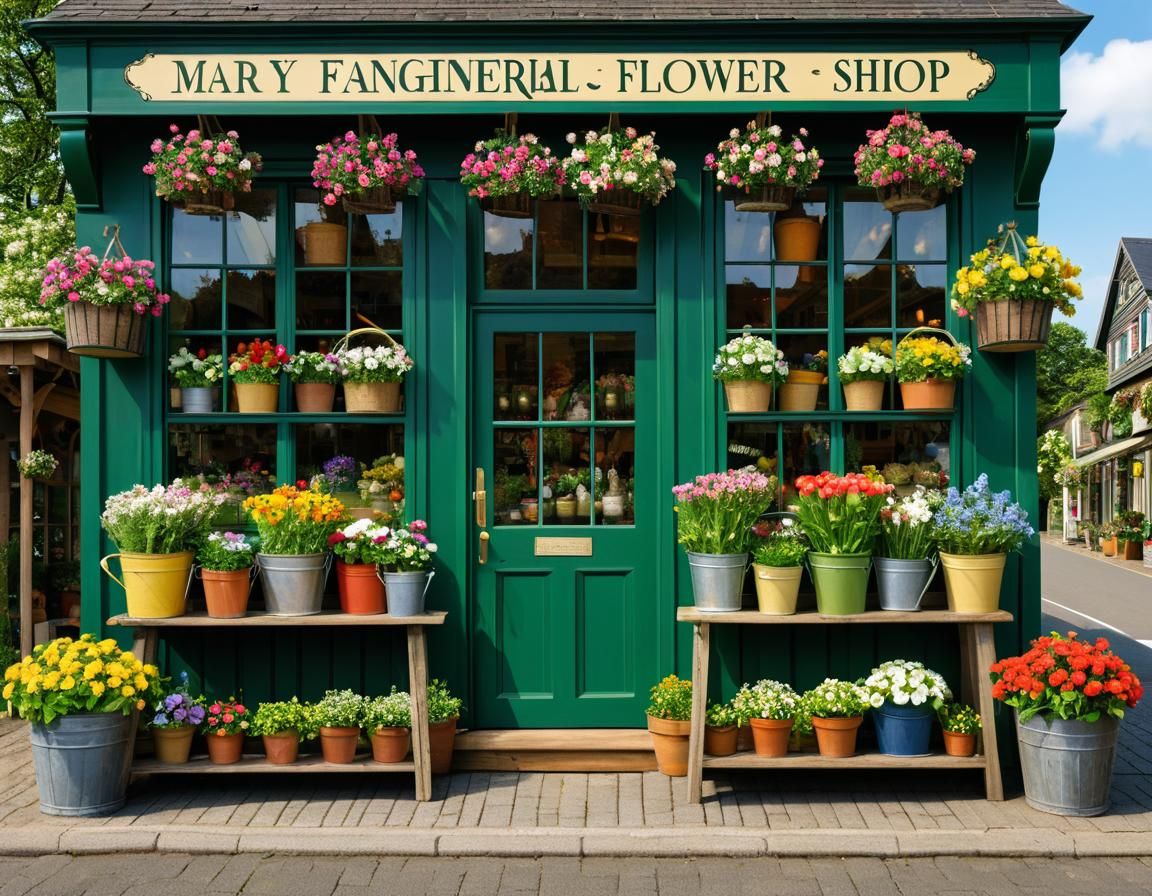 Charming Old-Fashioned Flower Shop Entrance
