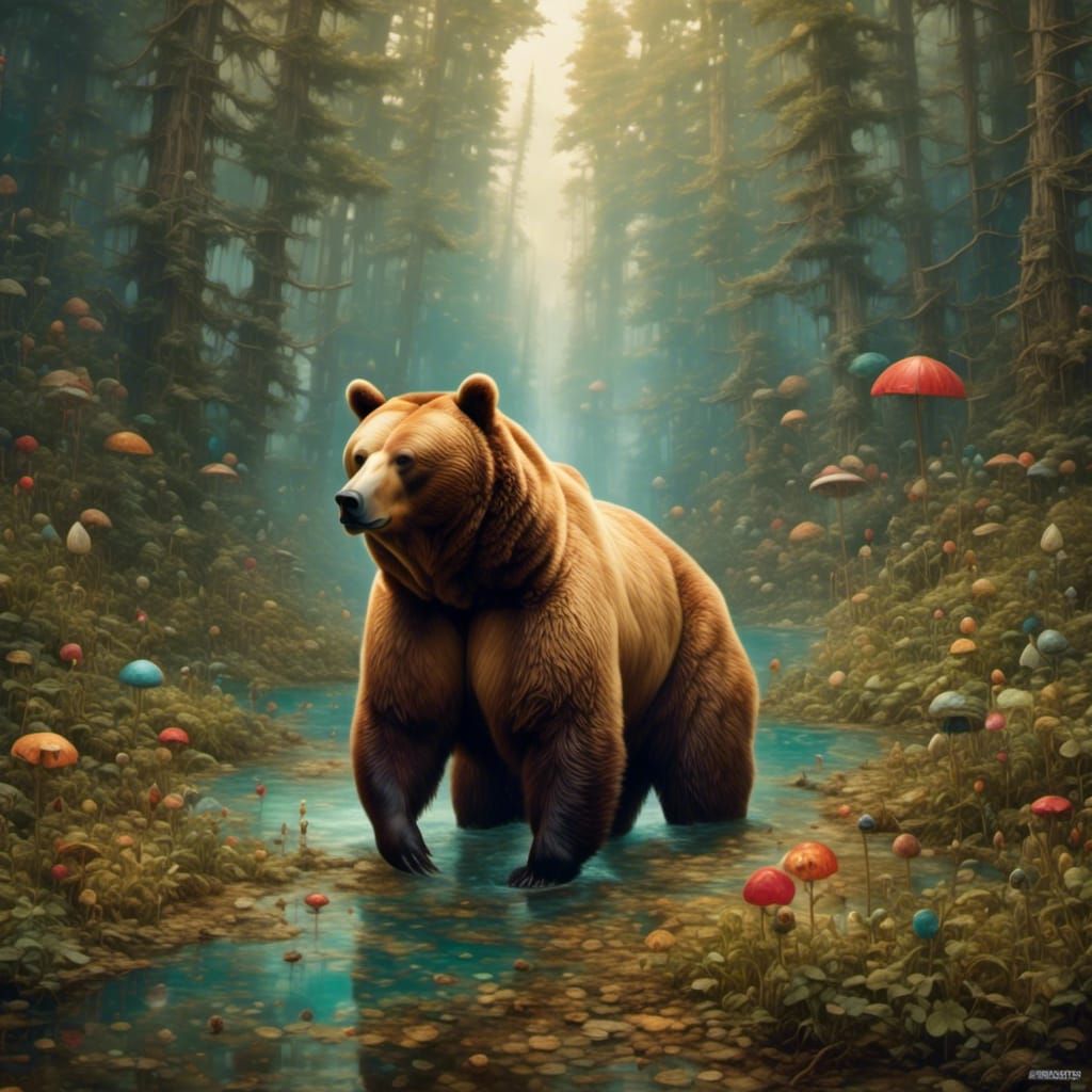 Flaming Teddy Bear in Warm Tones