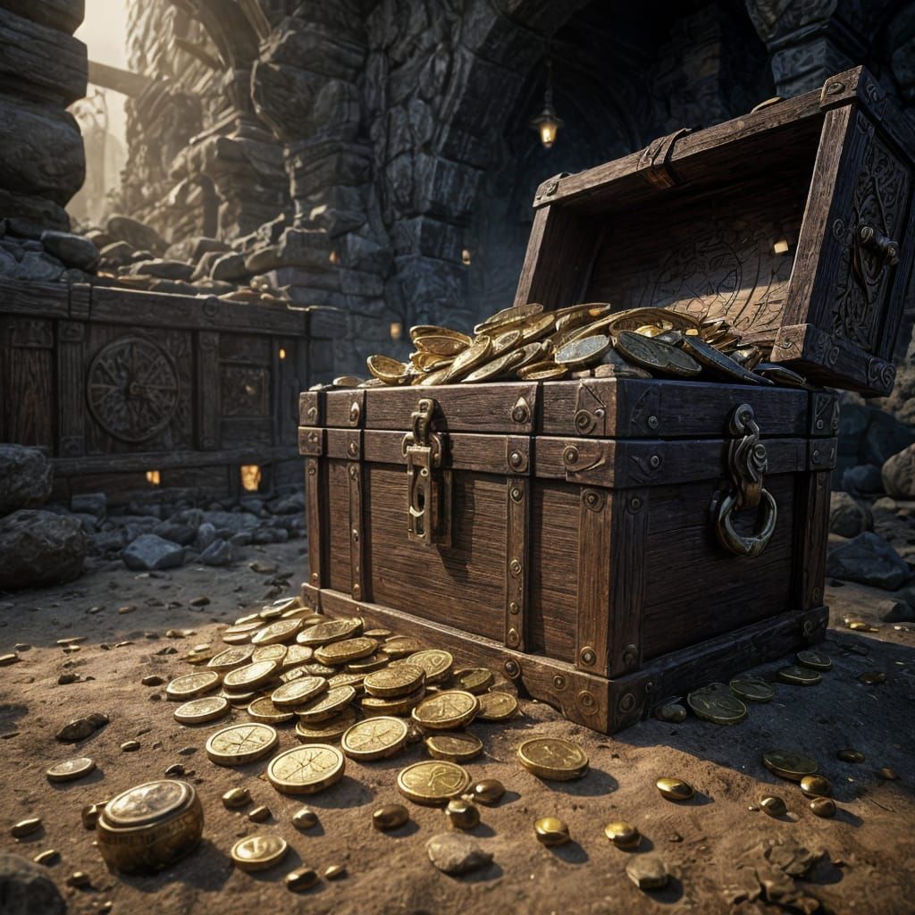 Radiant Treasure Chest in Painterly Fantasy Style