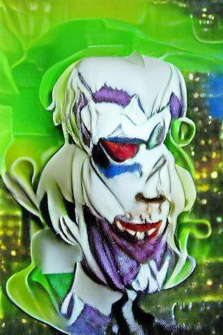 Anime Joker Clown in TV Static Style
