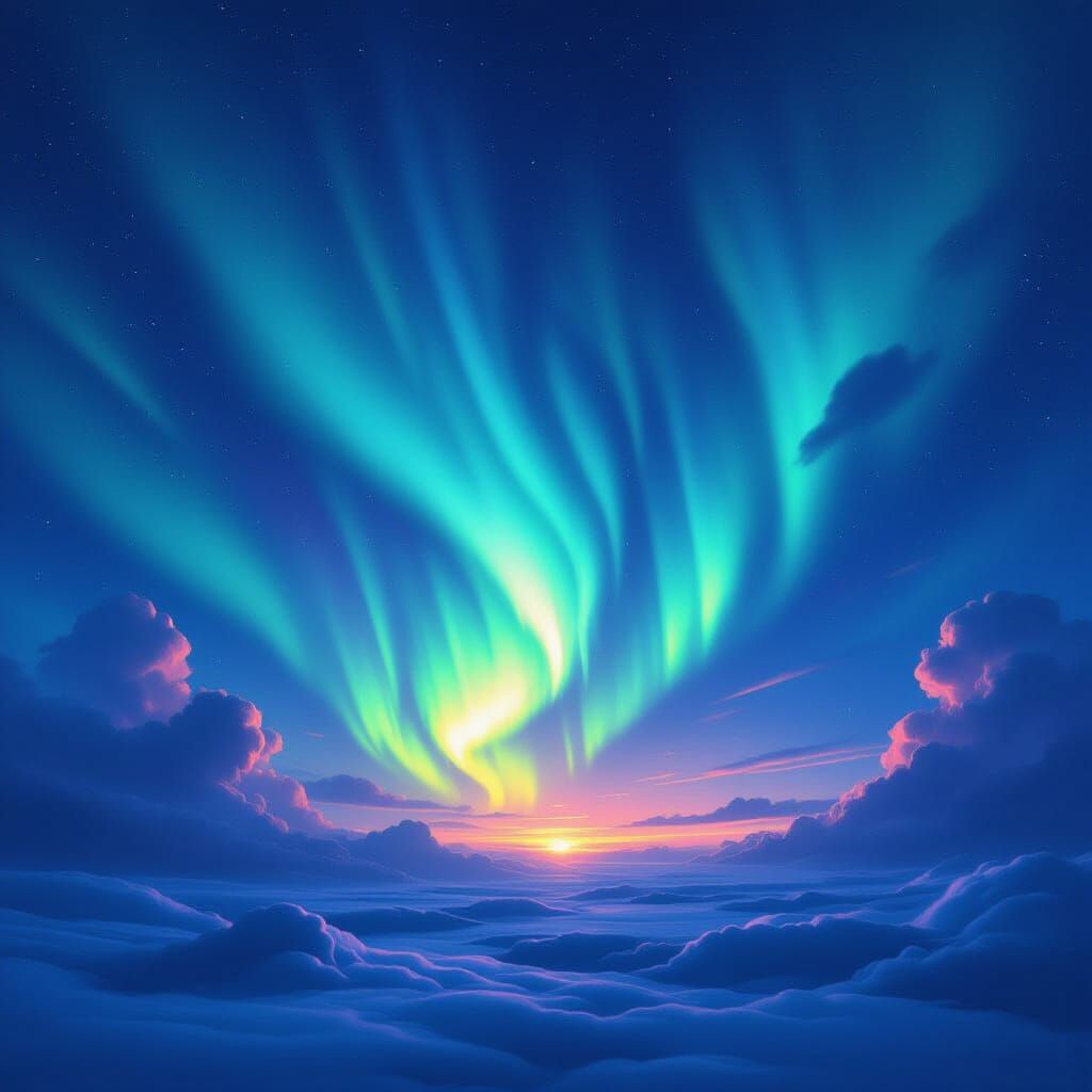 Spectacular Aurora Borealis in a Futuristic Style