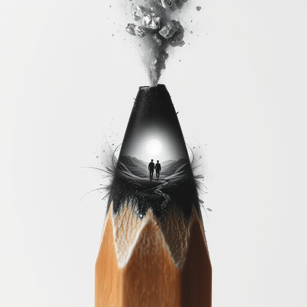 Pencil Point Creates Miniature World of Light and Graphite