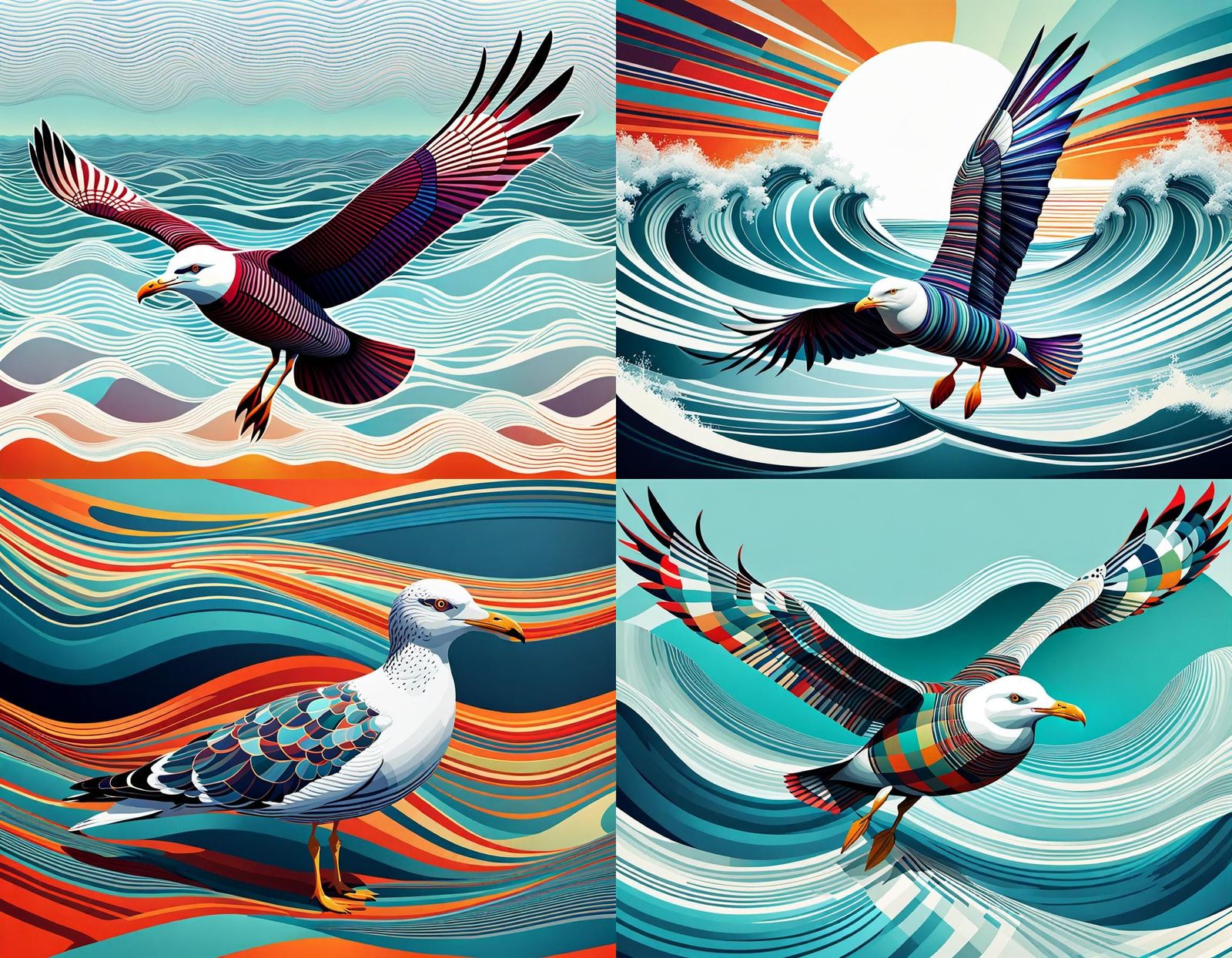 Tartan Seagull Optical Illusion by Greg Rutkowski