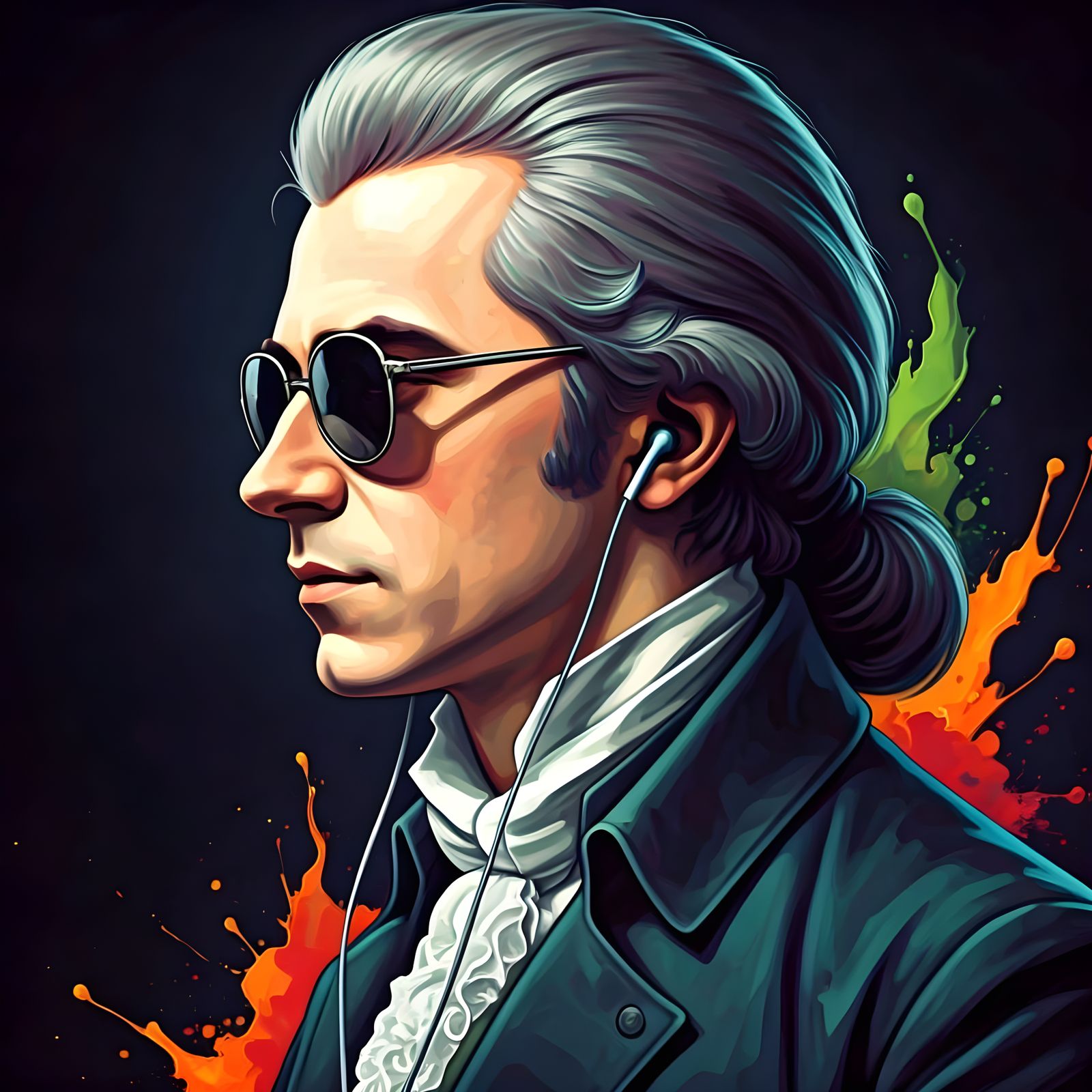 Mozart Listens to Music: Graffiti Street Art