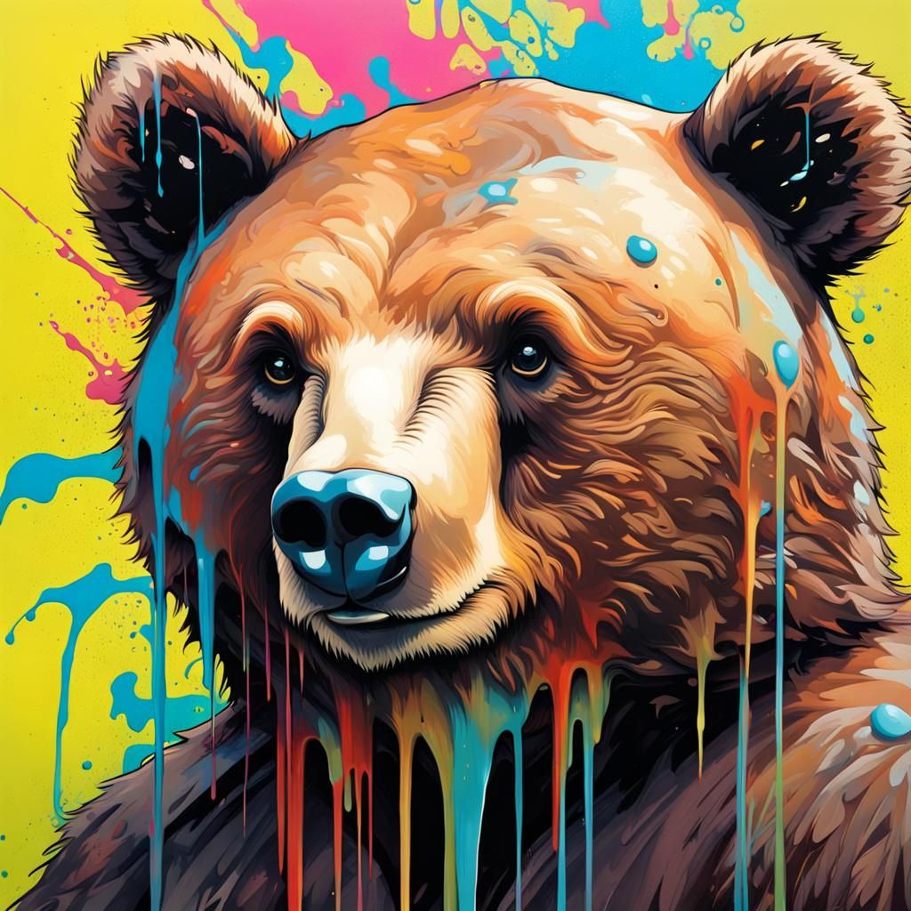 Cute Bear Graffiti Art in Splash Style
