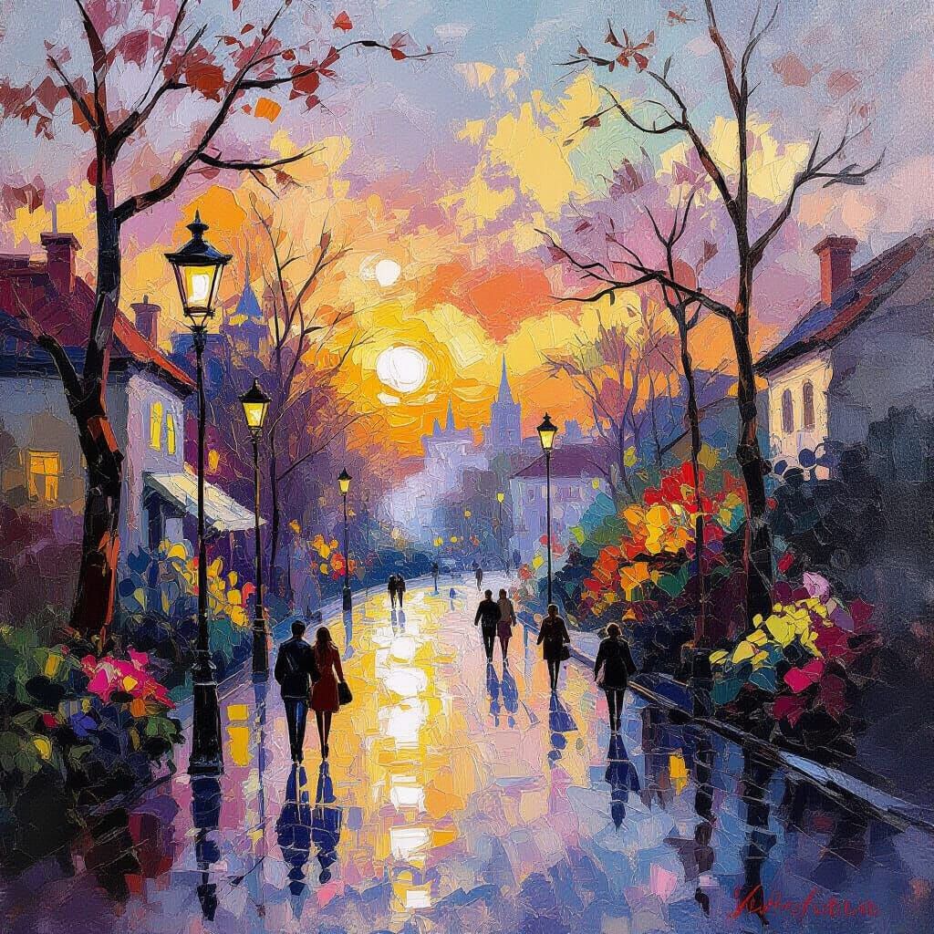 Epic Impressionist Morning Landscape with Textured Gouache