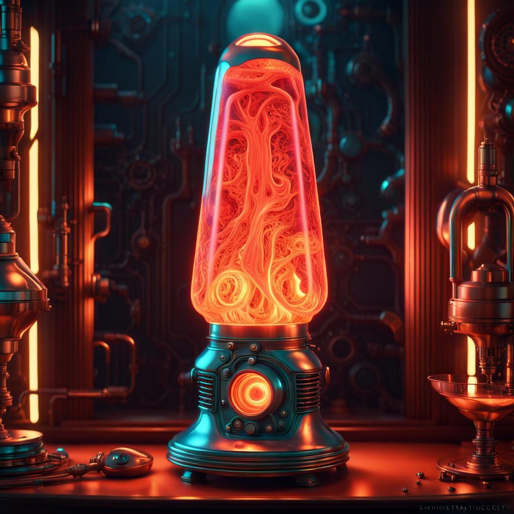 Cyberorganic Steampunk Lava Lamp: Bioluminescent Neon Art